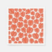 Monstera - Orange und Weiß Serviette (Vorderseite)
