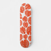 Monstera - Orange und Weiß Skateboard (Vorne)
