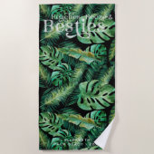 Monstera Palm Banana Tropical Blätter | Monogramm Strandtuch (Vorderseite)