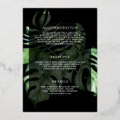 Monstera Palm Black Wedding Gold Folieneinladung (Rückseite)