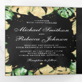 Monstera Palm Black Wedge Dreifach Gefaltete Einladung (Innen Erste Seite)