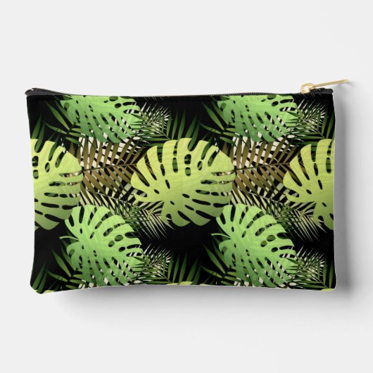 Monstera Palm Blätter Tropendschungel Zubehörtasche (Rückseite)