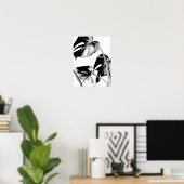 Monstera Palm Blätter tropisch schwarz-weiß Poster (Heimbüro)