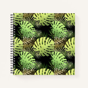 Monstera Palm Blätter Tropisches Jungle Muster Notizblock
