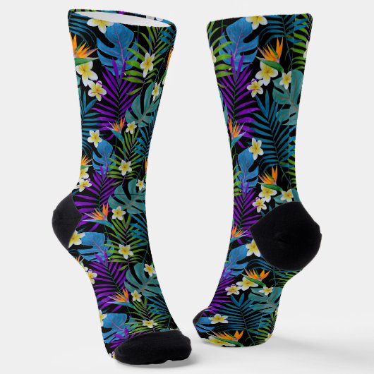Monstera Palm Trees Plumeria Strelitzia Socken (Gewinkelt)