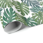 Monstera Palm Tropical Blätter Wrapping Paper Geschenkpapier (Rolleneckpunkt)