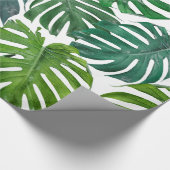Monstera Palm Tropical Green Blätter Geschenkpapier (Ecke)