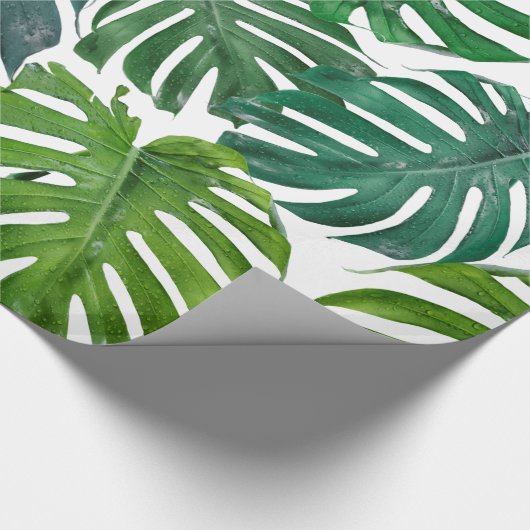 Monstera Palm Tropical Green Blätter Geschenkpapier (Ecke)