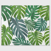 Monstera Palm Tropical Green Blätter Geschenkpapier (Flach)