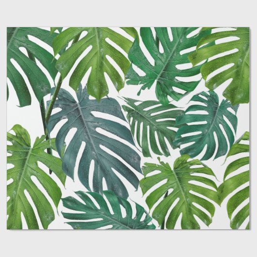 Monstera Palm Tropical Green Blätter Geschenkpapier (Flach)