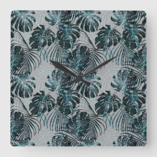 Monstera Palme Leo Tierprint Glam 2 Quadratische Wanduhr