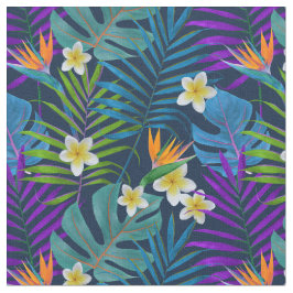 Monstera Palme Trees Plumeria Birds of Paradise Stoff