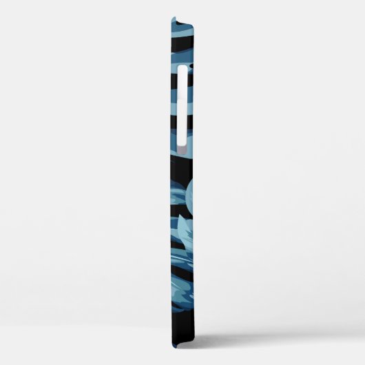 Monstera Pflanze: blaues Blätter Muster. Case-Mate iPhone Hülle (Rückseite / Links)