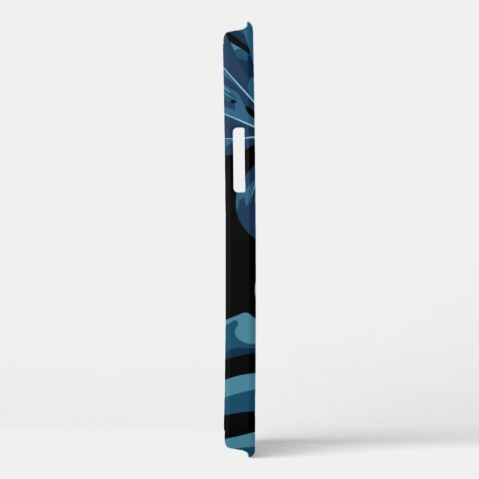 Monstera Pflanze: blaues Blätter Muster. Case-Mate iPhone Hülle (Rückseite / Rechts)