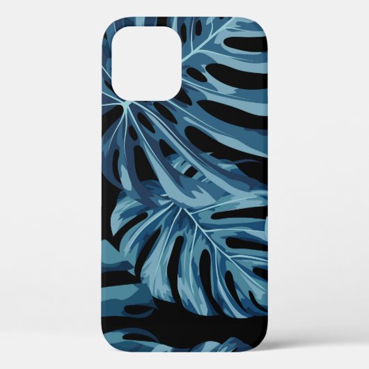 Monstera Pflanze: blaues Blätter Muster. Case-Mate iPhone Hülle (Rückseite)