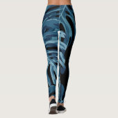 Monstera Pflanze: blaues Blätter Muster. Leggings (Rückseite)