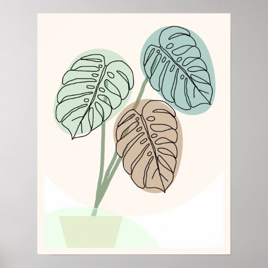Monstera Pflanze Bohemische Kunst, Dichtung und Mu Poster (Vorne)