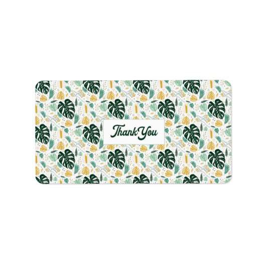 Monstera-Pflanze Danke-Schild Adressaufkleber (Vorne)
