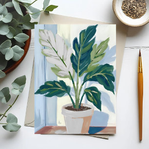 Monstera Pflanze   Grüne Thumb-Malerei in der Haus Postkarte