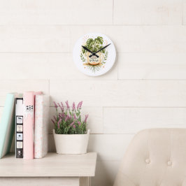 Monstera-Pflanze in Kaffeetasse | Cozy Botanical  Runde Wanduhr