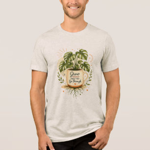 Monstera-Pflanze in Kaffeetasse Gemütliche Botan Tri-Blend Shirt