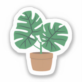 Monstera Pflanze | Niedliche grün gepunktete Pflan Aufkleber