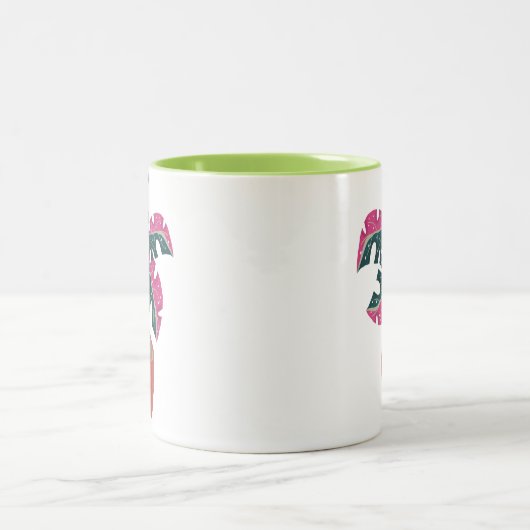 Monstera Pflanze Pink Green Zweifarbige Tasse (Mittel)