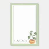 Monstera Pflanze Post-It Notes mit Green Frame Klebezettel (Vorderseite)