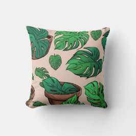 Monstera Pflanze Pot Pattern Art Kissen