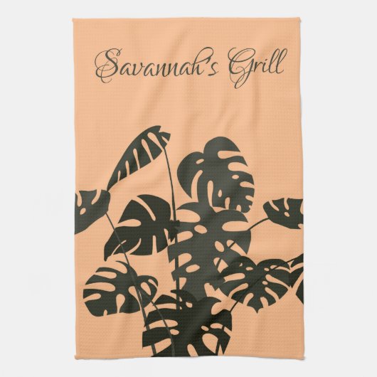 Monstera Pflanze Schweizer Käse Blätter personalis Geschirrtuch (Vertikal)