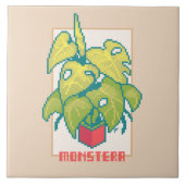 Monstera Pixelart  Fliese (Vorderseite)
