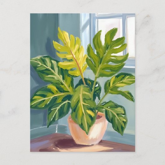 Monstera Plant | Green Botanical Watercolor Postkarte (Vorderseite)
