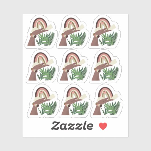 Monstera Rainbow Bohemisch Girly Aufkleber (Blatt)