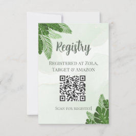 Monstera Registry Insert Card Tropical Greenery Dankeskarte