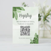 Monstera Registry Insert Card Tropical Greenery Dankeskarte (Stehend Vorderseite)