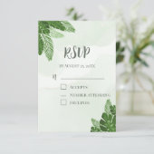 Monstera RSVP Card Tropical Greenery Pale Green Karte (Stehend Vorderseite)