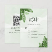 Monstera RSVP Card Tropical Greenery Pale Green Karte (Vorne/Hinten)