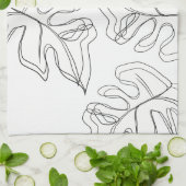 Monstera Schwarz-weiße botanische Hochzeit Geschirrtuch (Gefaltet)