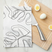 Monstera Schwarz-weiße botanische Hochzeit Geschirrtuch (Viertel Falte)