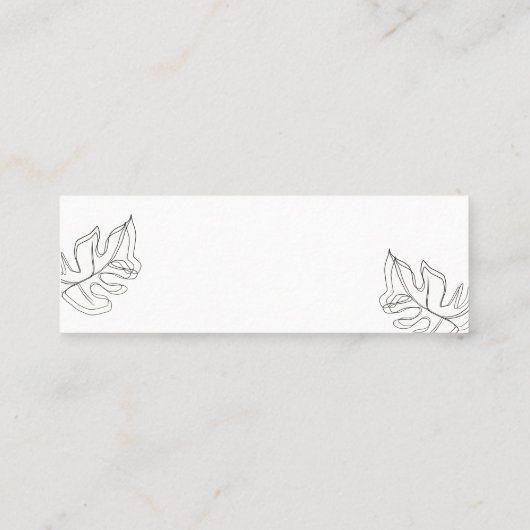 Monstera Schwarz-weiße botanische Hochzeit Mini Visitenkarte (Rückseite)