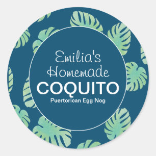 Monstera Selbstgemachter Coquito-Trank Runder Aufkleber