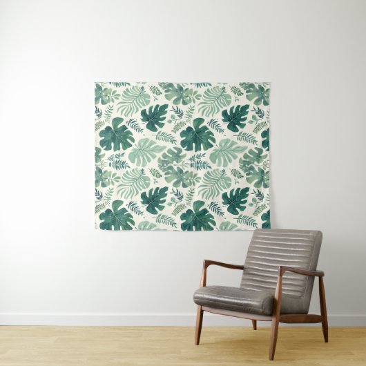 Monstera-Stimmung - tropische Leaf-Muster-Tapeten Wandteppich (Beispiel (Horizontal))