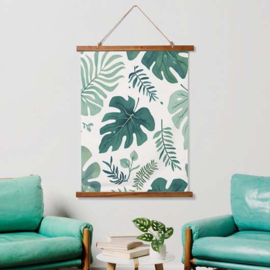 Monstera-Stimmung - Tropischer Leaf-Holzwall-Stich Wandteppich Mit Holzrahmen (Wohnzimmer)