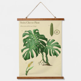 Monstera Swiss Cheese Botanical Wall Tapestes Wandteppich Mit Holzrahmen