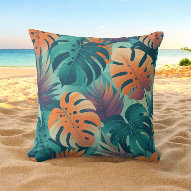 Monstera Tropical Blume Boho Watercolor Botanica Kissen (Von Creator hochgeladen)