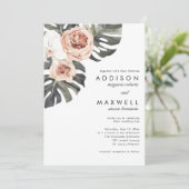 Monstera Tropical Blume Wedding Einladung (Stehend Vorderseite)