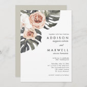 Monstera Tropical Blume Wedding Einladung (Vorne/Hinten)