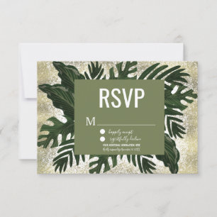 Monstera Tropical Faux Gold Splash RSVP Einladung