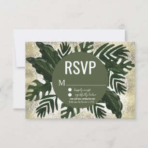 Monstera Tropical Faux Gold Splash RSVP Einladung