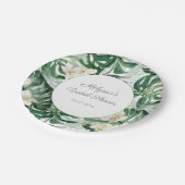 Monstera Tropical Foliage Brautparty Pappteller (Schrägansicht)